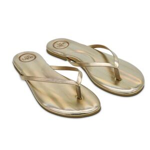 Solei Sea Women’s Indie‎ Metallic Gold Flip Flop Sandals Size 10